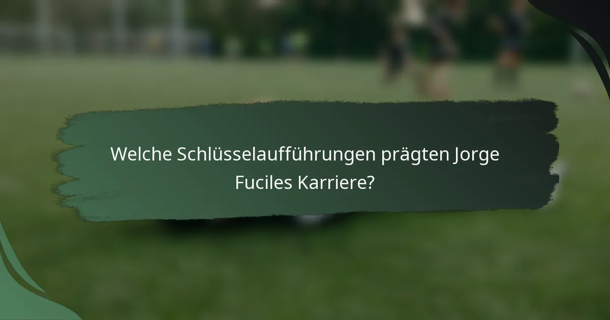 Welche Schlüsselaufführungen prägten Jorge Fuciles Karriere?